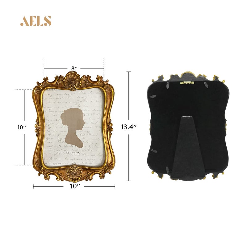 AELS 8x10 Inch Vintage Picture Frame, Elegant Antique Photo Frames with Glass Front, Photo Display, Tabletop Wall Hanging, Gift Ideas - Image 2